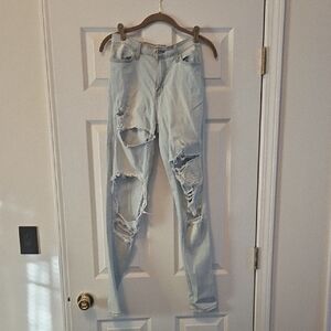 Fashion Nova Light Blue Ripped Skinny Jeans